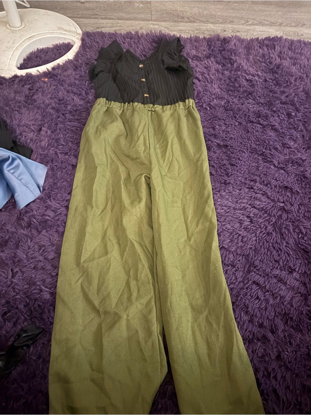 SHEIN Black & Olive Green Wide-Leg Jumpsuit